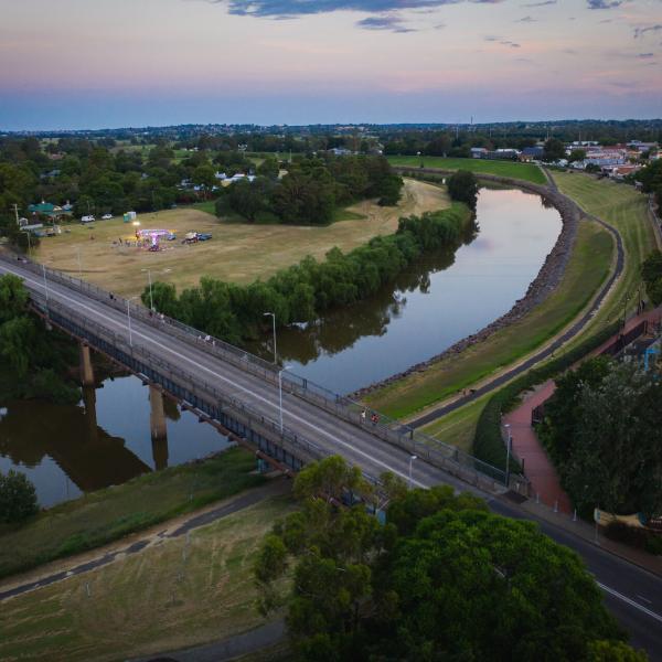 Hunter River and Lorn Bridge at Sunset
