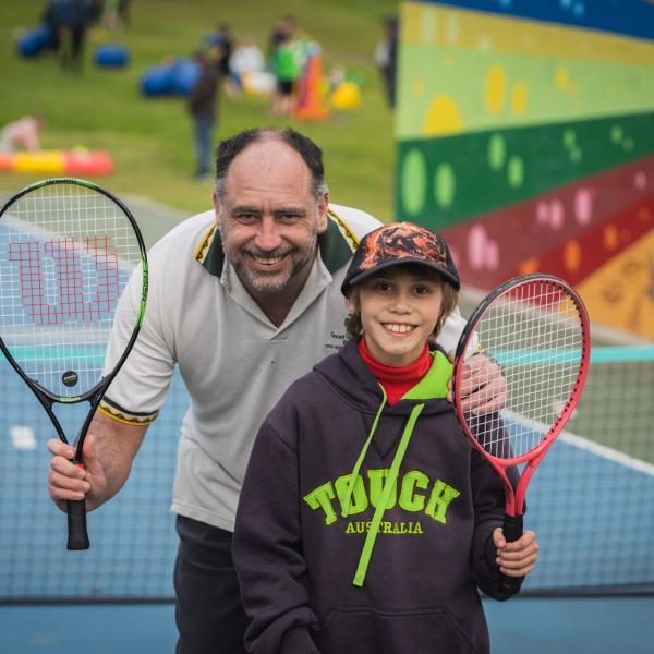 Residents playing tennis