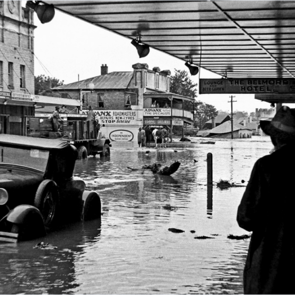 High St flooded at the front of the Belmore Hotel Maitland
