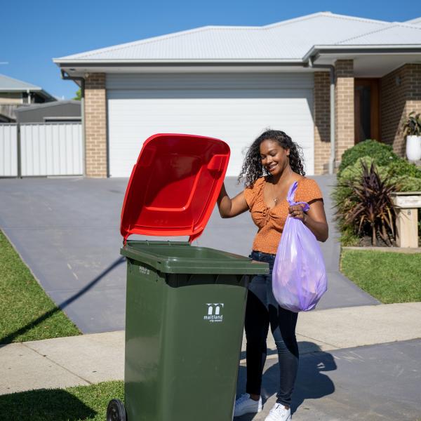Women with her red bin