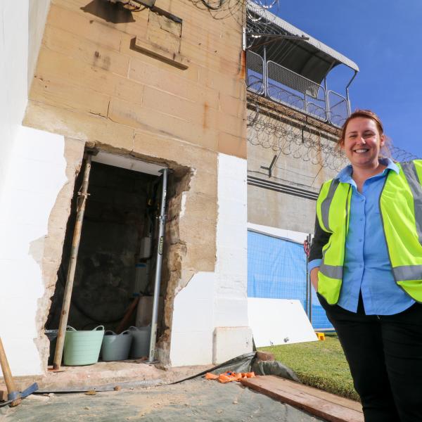 Council staff member Zoe Whiting at Maitland Gaol