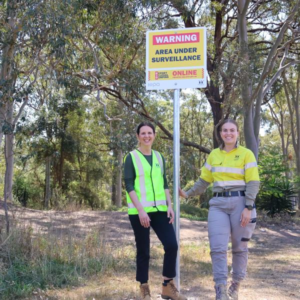 Council staff with new RID signage which has been installed at Weblands Street.