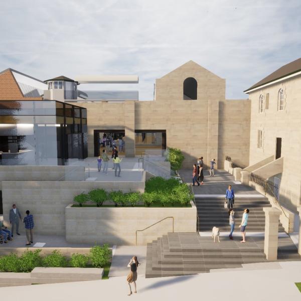 Render of Maitland Gaol with new restaurant/cafe.