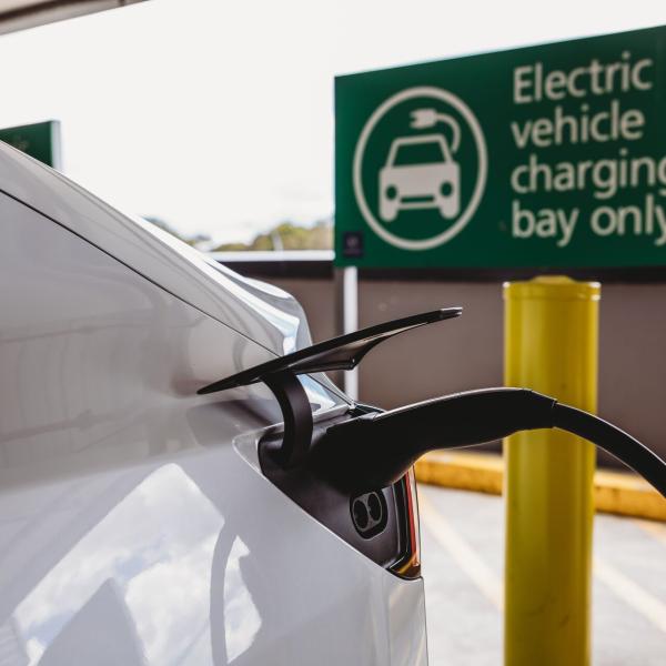 An electric vehicle charging bay