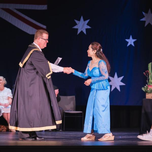 Women receiving Australian citizenship