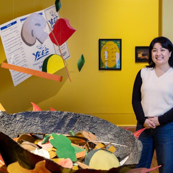 Artist Steffie Yee in the exhibition Chinese Restaurant Playground at MRAG