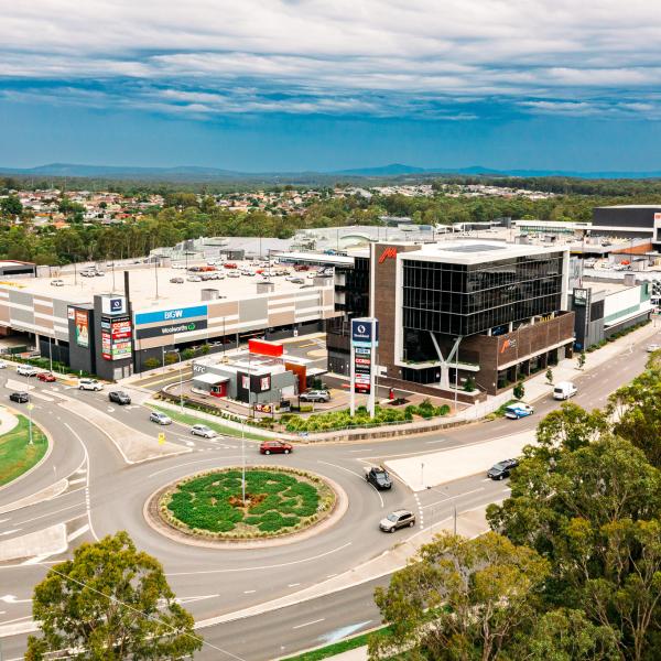 An aerial photo of the Green Hills shopping complex in East Maitland