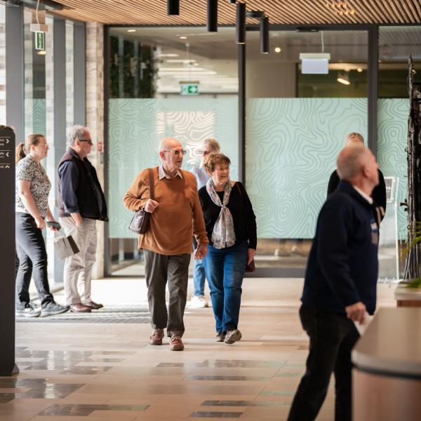 Couple walking into the entrance of Maitland Administration Centre
