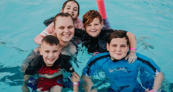 Group of kids at the Dive in Cinema at Maitland Pool