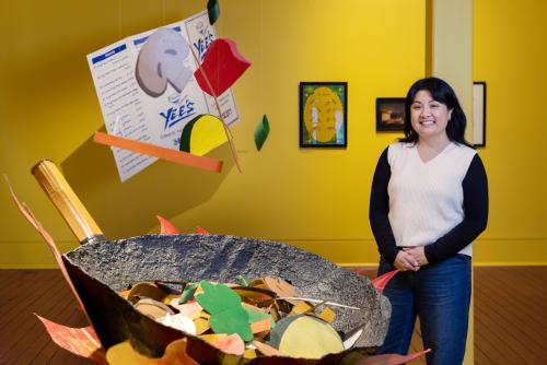 Artist Steffie Yee in the exhibition Chinese Restaurant Playground at MRAG