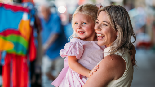 Mother and daughter smiling shot