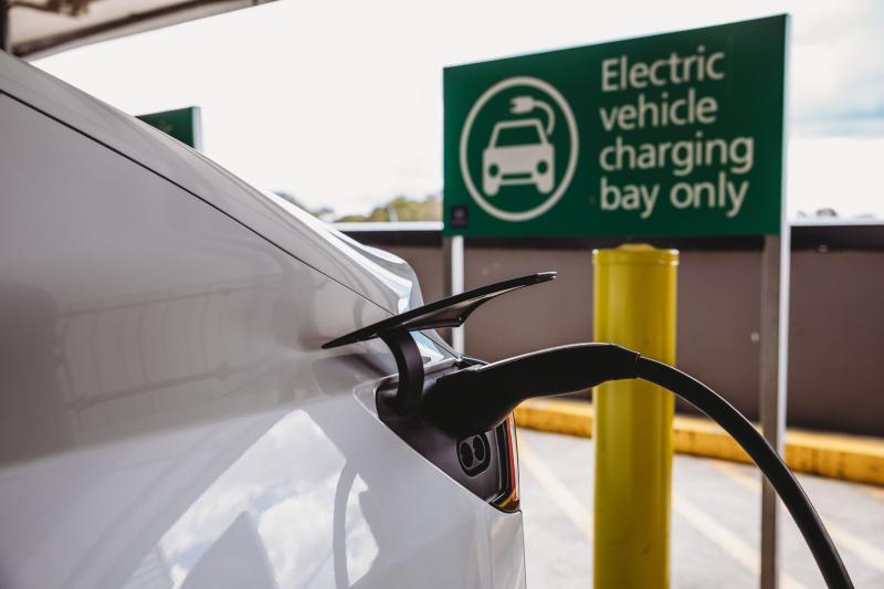 An electric vehicle charging bay