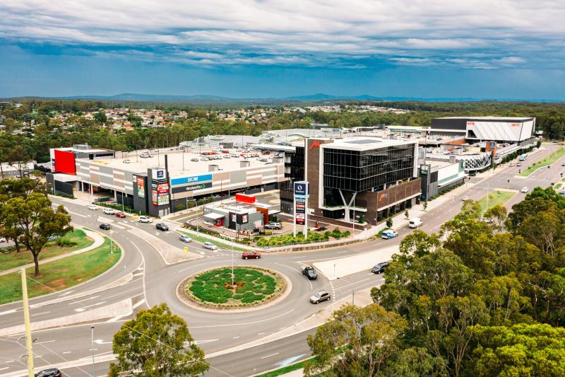 An aerial photo of the Green Hills shopping complex in East Maitland