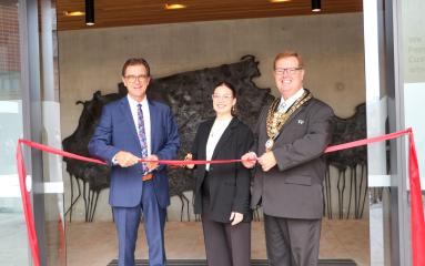 General Manager David Evans with Maya Young and Mayor Philip Penfold