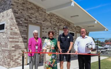 Maitland Mayor Philip Penfold, Member for Paterson Meryl Swanson MP, Peree Watson representing Jenny Aitchison MP and Maitland Football Club Vice President Corey Goodwin