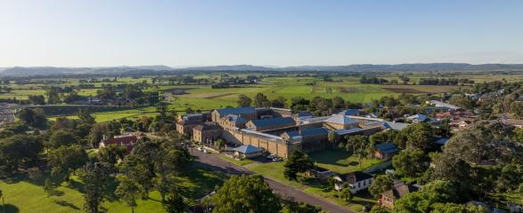 Aerial view of Maitland Gaol and park