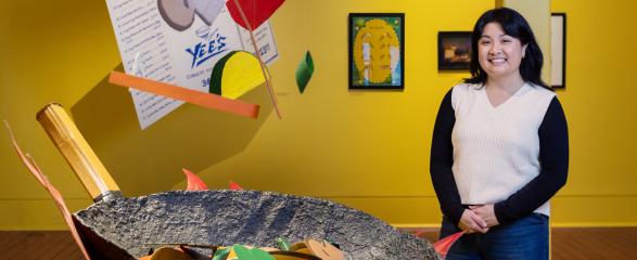 Artist Steffie Yee in the exhibition Chinese Restaurant Playground at MRAG