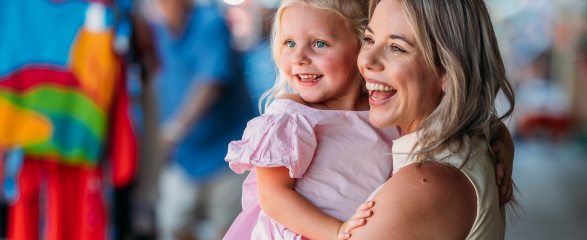 Mother and daughter smiling shot