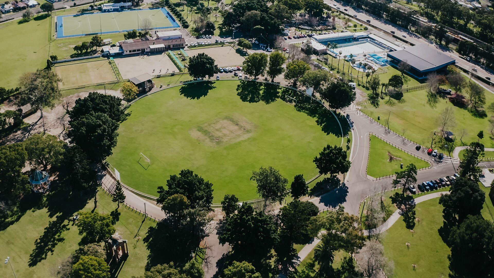 Aerial view of Maitland Park and Pool