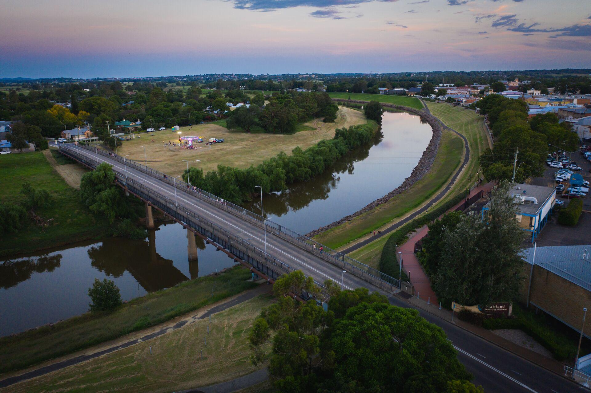 Hunter River and Lorn Bridge at Sunset