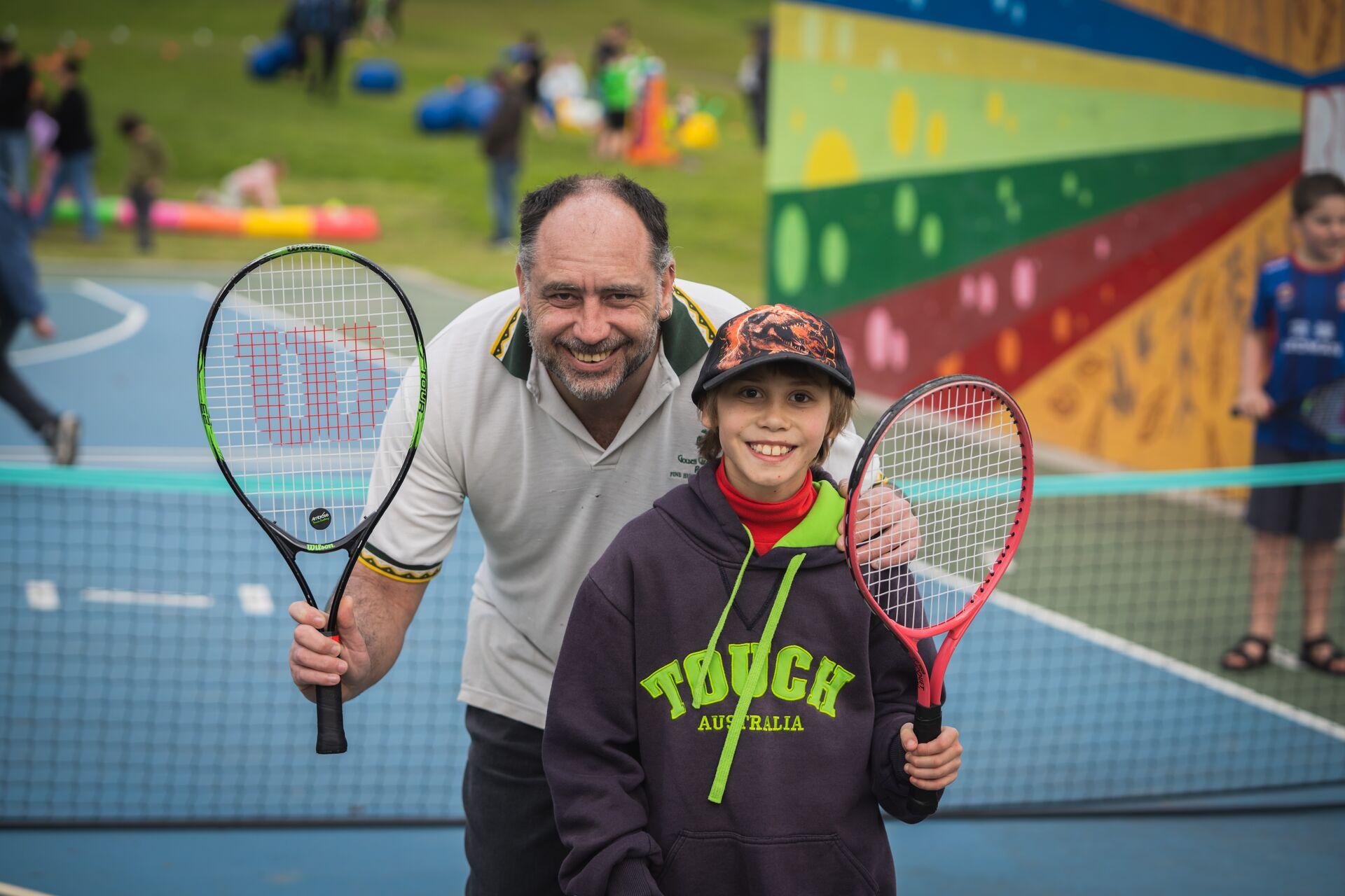 Residents playing tennis
