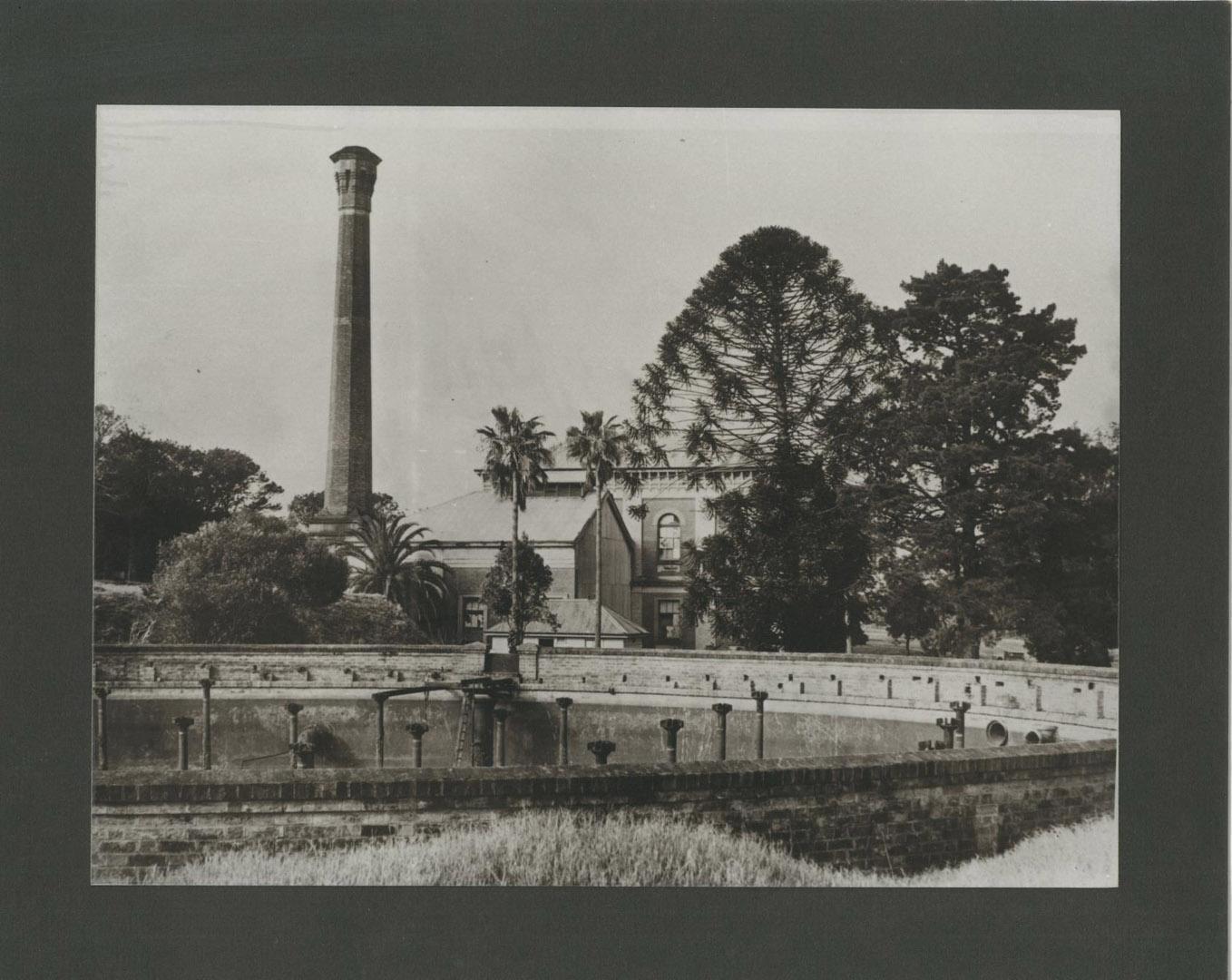 Circular clearwater tank after abandonment in 1947