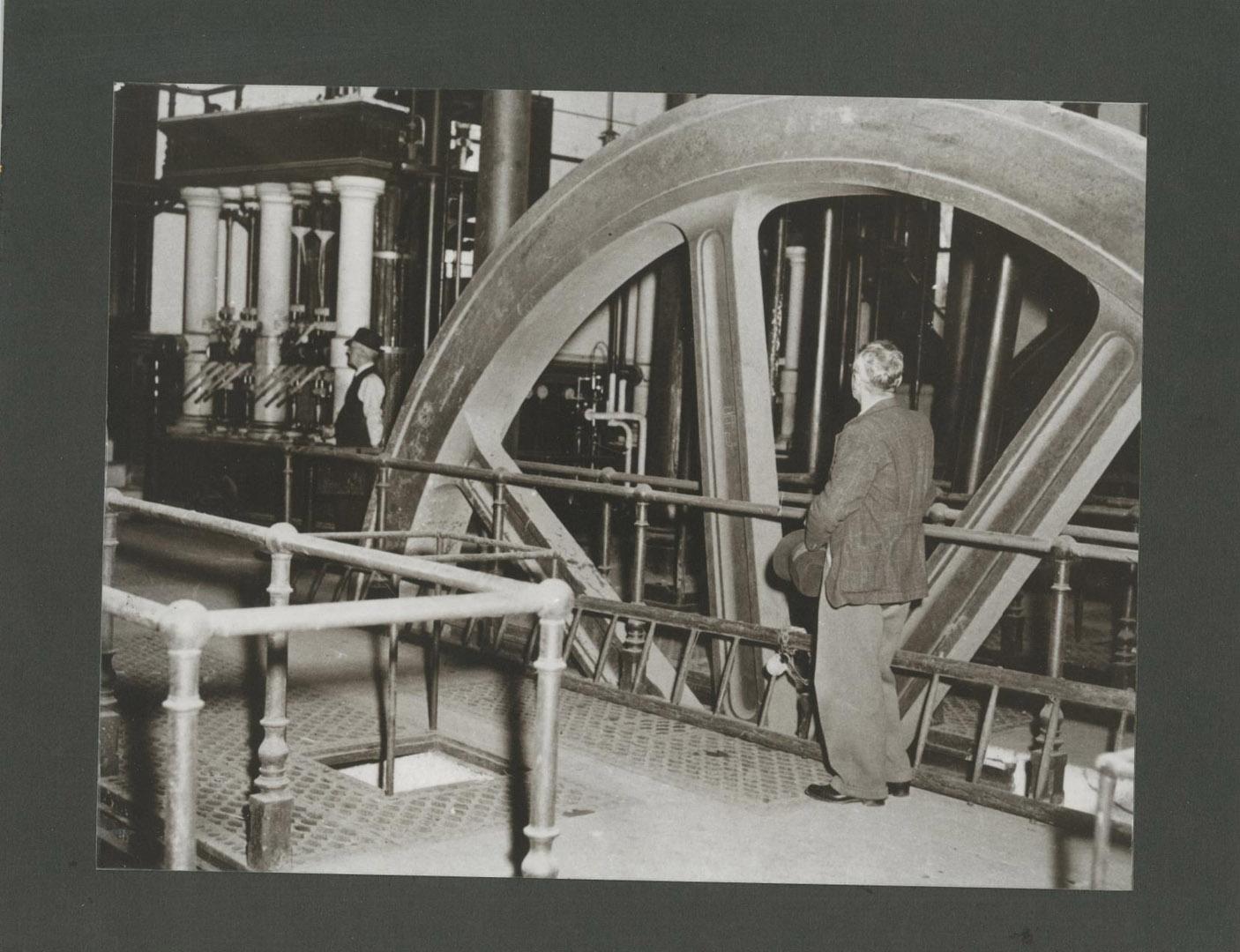 Fly wheel and controls - James Watt Beam Engine 1949