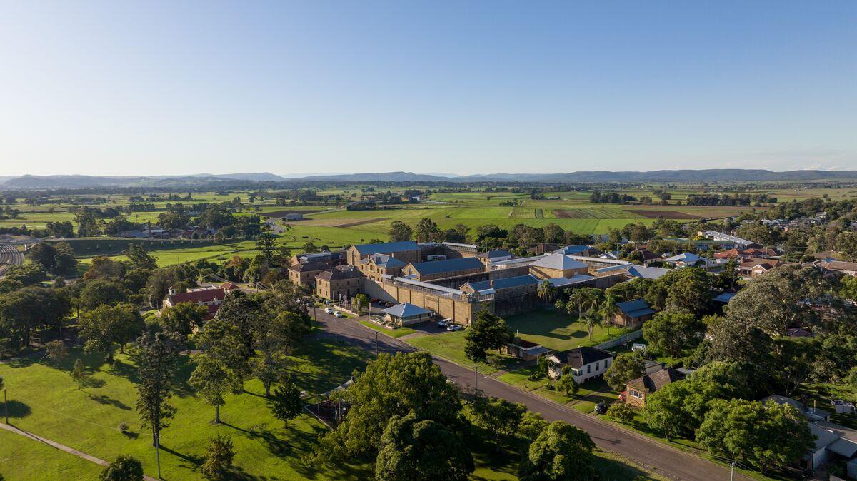 Aerial view of Maitland Gaol and park