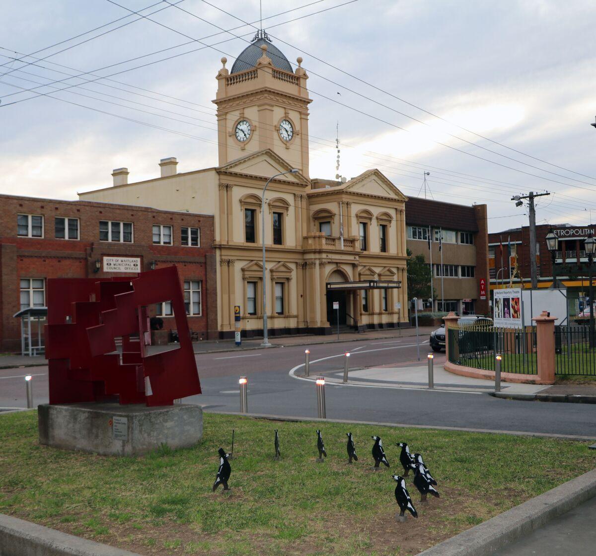 View from the Art Gallery, with public installation and Town Hall in the background