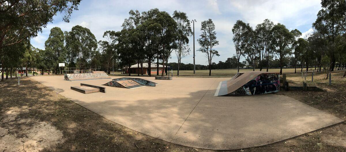 Concrete features at the skatepark