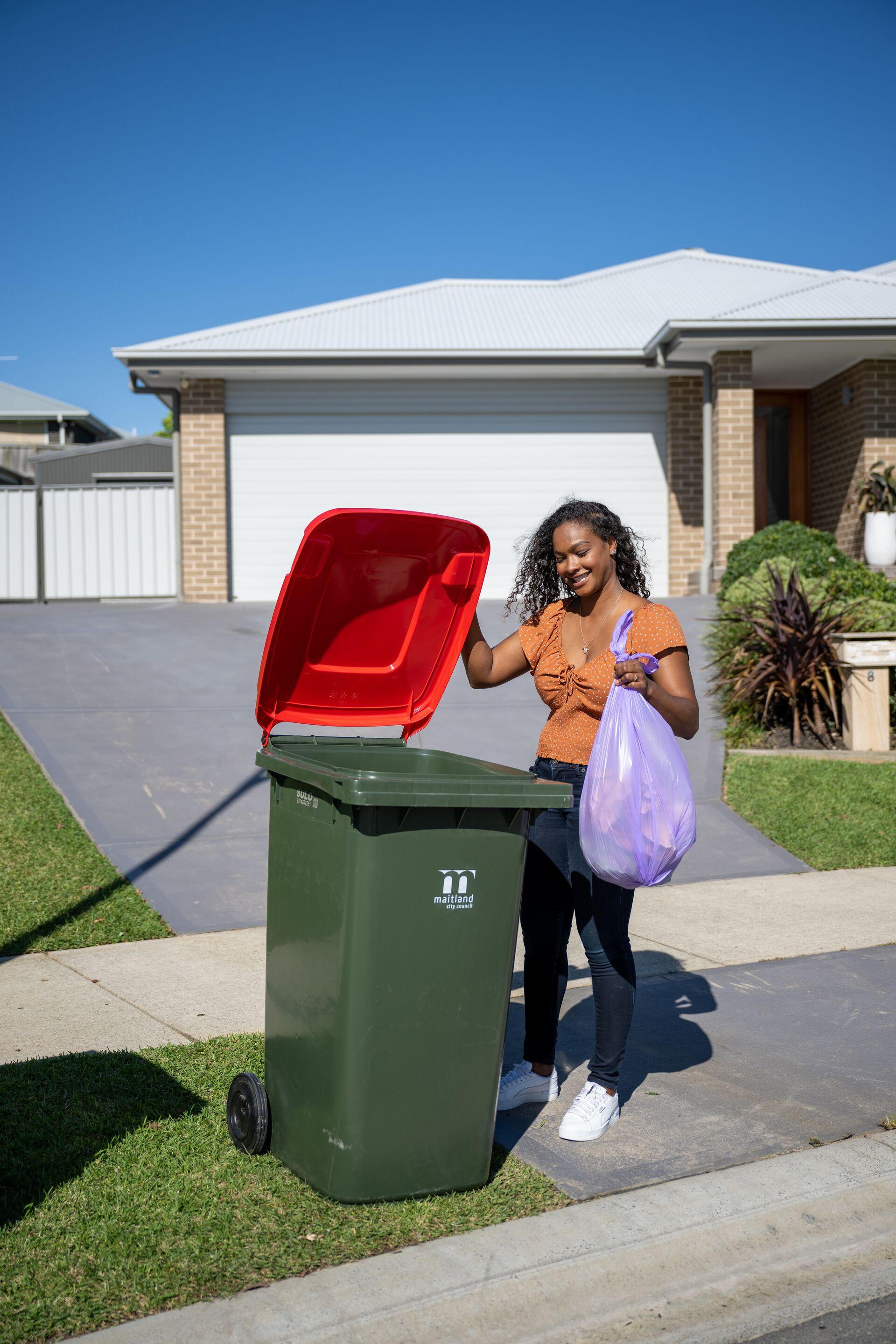 Women with her red bin